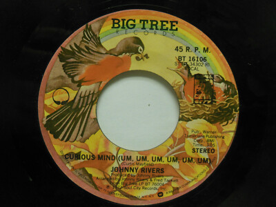 JOHNNY RIVERS - Ashes And Sand / Curious Mind , 45 RPM. VG+