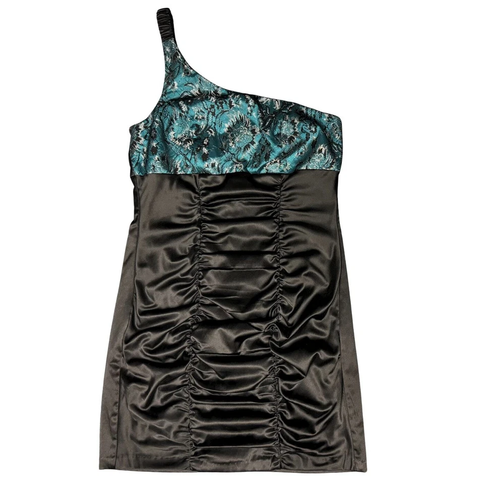 Vestido Fredericks Hollywood Para Mujer Un Hombro Acanalado Talla M/L Negro Encaje EE. UU. Foto 3 de 4