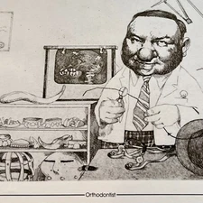 Charles Bragg Vtg Print Orthodontist Dr Nurse Dental Office Book Plate Sardonic