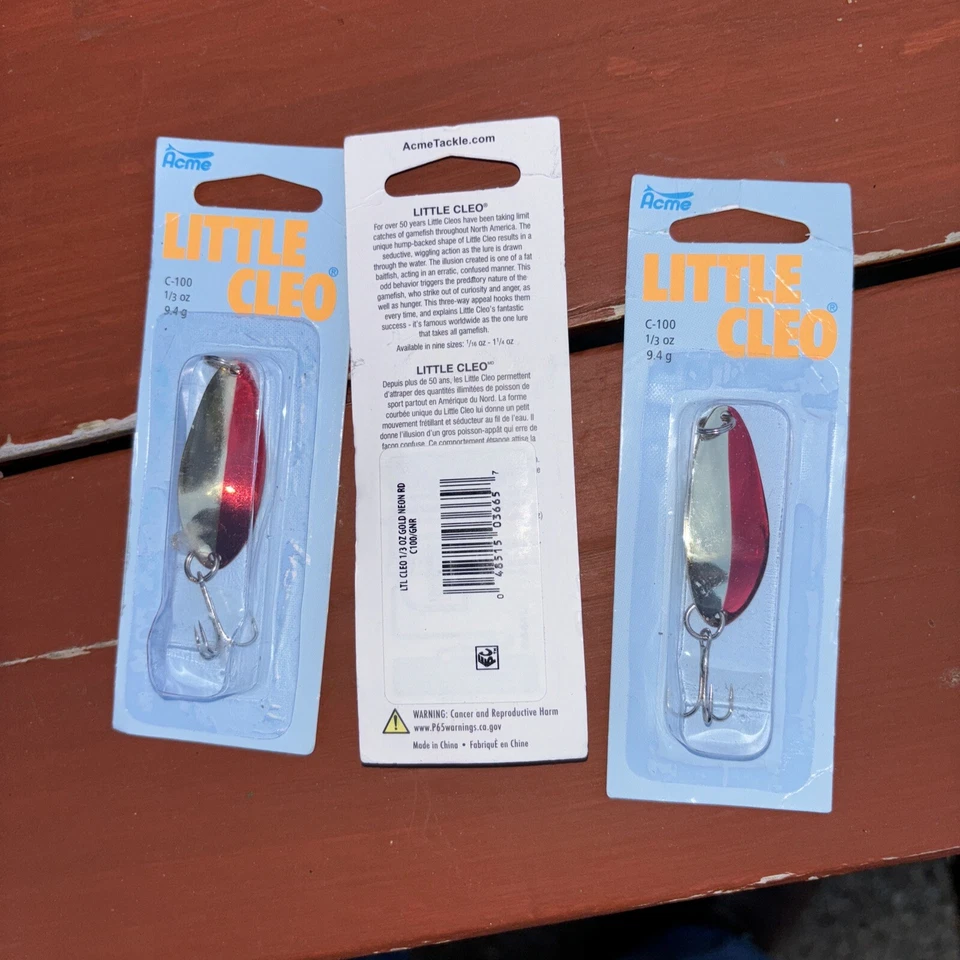 LOTE DE 3 Acme Little Cleo 1/4 OZ C100 Oro/Rojo Foto 2 de 2