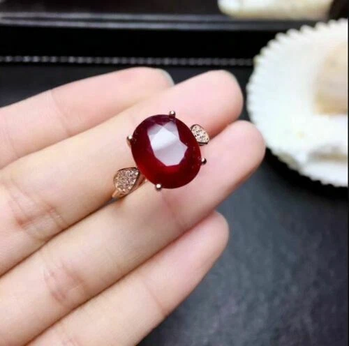 2.50Ct Oval Cut Red Ruby Solitaire Engagement Ring 14K Rose Gold Silver Plated - Image 2 of 4