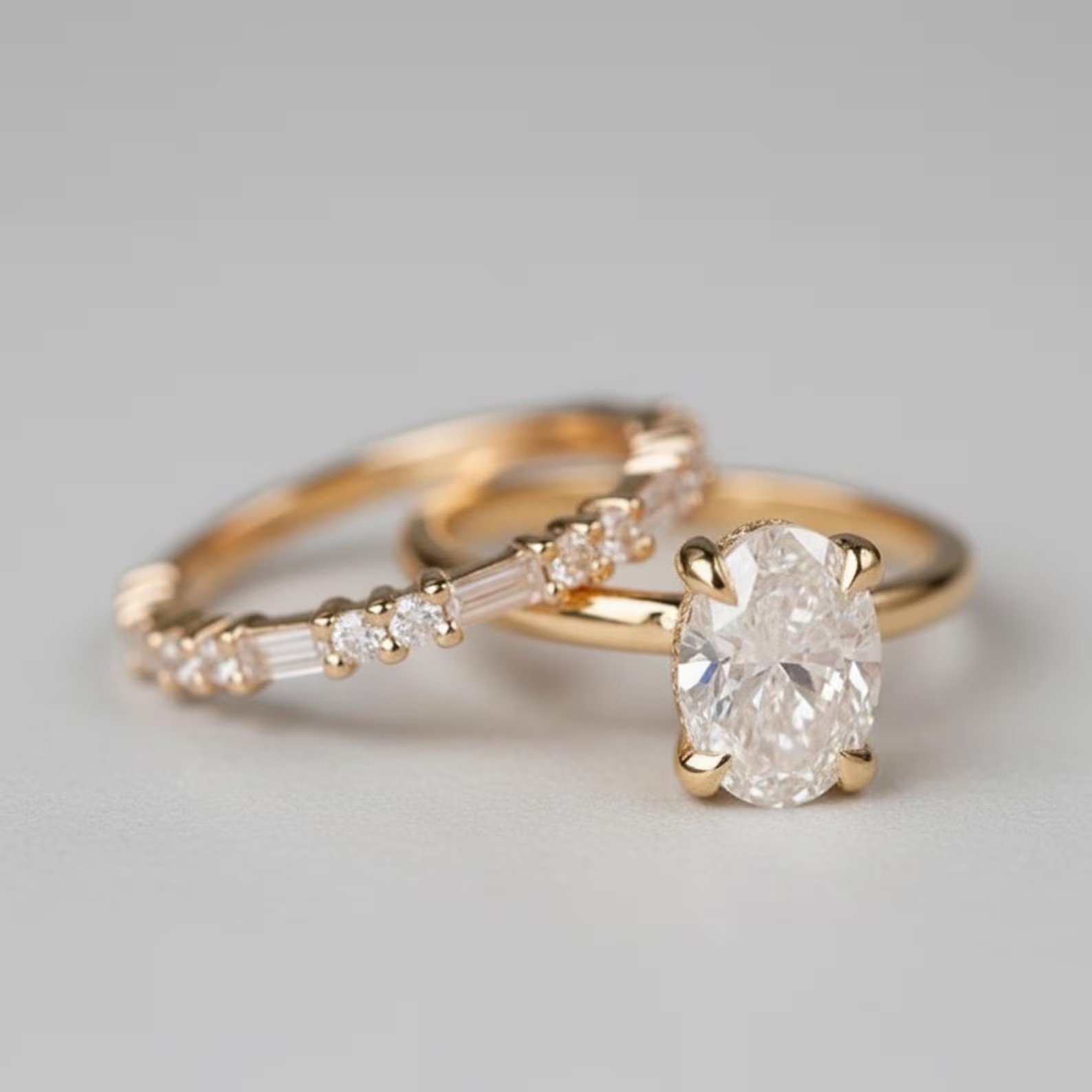 Oval Cut Simulated Diamond Delicate Women's Bridal Ring 14K Yellow Gold Plated