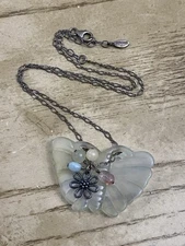 Boma 925 Sterling Silver Designer Signed Butterfly Stone Dangles Necklace 16”