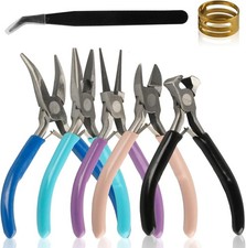5-Piece Jewelry Pliers Set for Wire Crafting Repair, Chain Nose Bent Needle