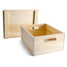  Wooden Storage Box 15 x 12 x 7 Inches Pine Wood Decorative Crate Box with 