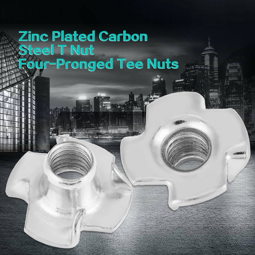 100pcs Four Pronged T Nut Zinc Plated For Woodworking Projects