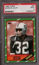 1986 TOPPS # 62 MARCUS ALLEN (HALL OF FAME) OAKLAND RAIDERS (RARE) PSA 9 MINT
