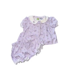 Vintage Sesame Street Baby Girl 2PC Set 6-9 Months Purple Butterfly Floral