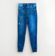 SPANX Pull on Skinny Jeans Jeggings Size Medium Blue Jean-ish Distressed stretch
