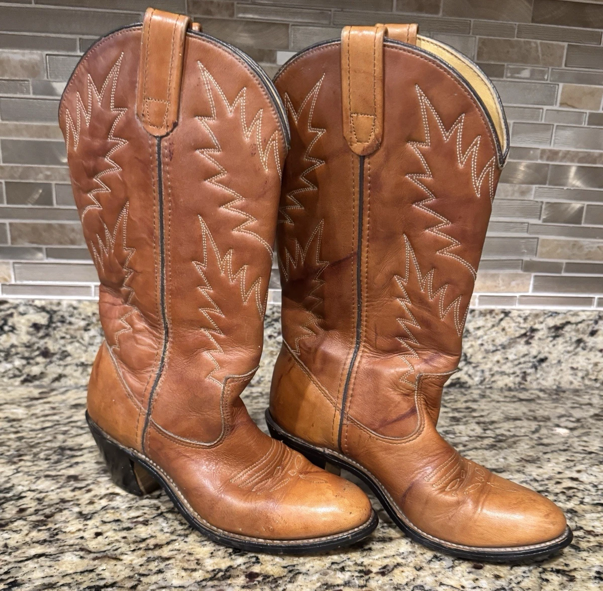 Justin L575 Bottes Roper Femme à Lacets 9B Marron Western Cuir