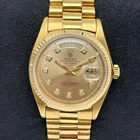 Rolex Day-Date 36mm 18k Yellow Gold Champagne Pie Pan Diamond Dial Watch 1803