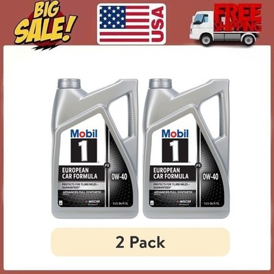 2 Pack Mobil 1 FS European Car Formula Full Synthetic Motor Oil 0W-40, 5 Quart