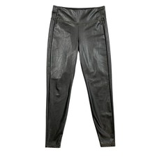 Athleta Leggings Women M Medium Black All Over Gleam Faux Leather Stretch Fitted