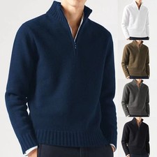 Men Winter Warm Jacket Sweater Half Zip Up Jumper Pullover Knitted Sweaters  MLXL