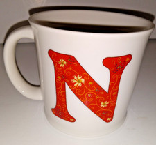Natural Life Red Floral Monogram Initial “N” Mug Coffee Love the Moment Rare