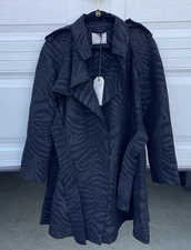 NWT Lanvin for H&M 2010 Trench Coat Size US 10 Black Zebra Pattern Collared