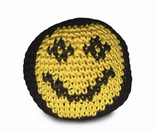 World Footbag Happy Face Crochet Hacky Sack BNWT