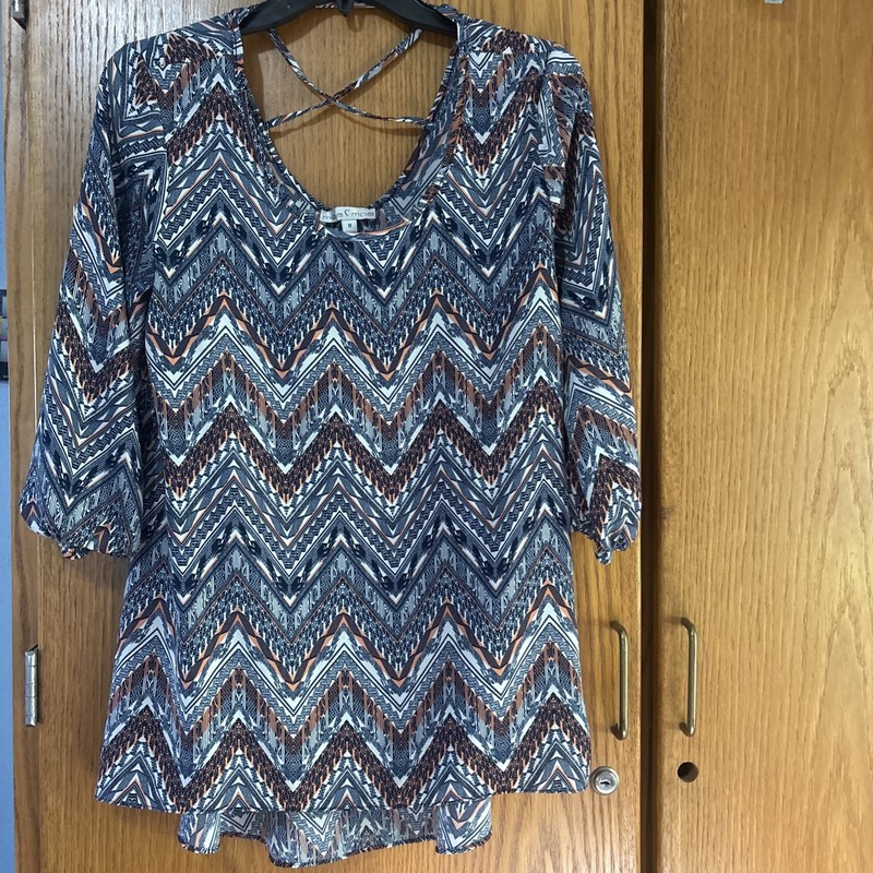 Moa Moa  High Low Top Shirt Blouse Womens Pullover 3/4 Sleeve Sz M