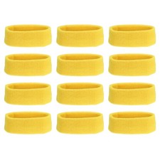 12 Pcs Sweatband Headbands Terry Cloth for Women Men Sports Yellow