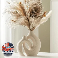 Juego 2 jarrones cerámicos decorativos estilo nórdico boho blanco hogar flores