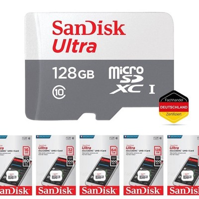 Sandisk Ultra micro SD Speicherkarte 16GB 32GB 64GB 128GB Class 10 Full-HD UHS-1
