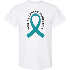 Inktastic Ovarian Cancer Awareness Ribbon T-Shirt Apparel Mens Clothing Tees