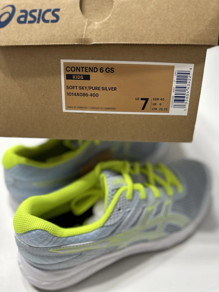 Asics Contend 6 GS Soft Sky/Pure Silver Kids Size 7 Shoes NEW - Image 4 of 4