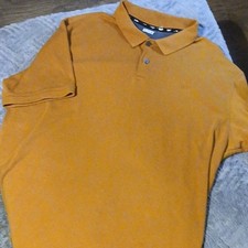 DKNY Men's Orange Polo Shirt XL Collared Short Sleeve Solid Logo Button Knit