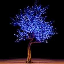 Bright Baum Cherry LED Artificial Tree 9FT Blue Light Store Decor