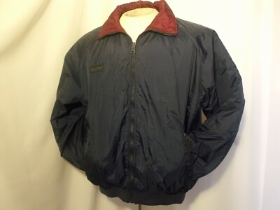VTG Columbia Jacket Large Reversible Navy Burgundy Zip Front Wind