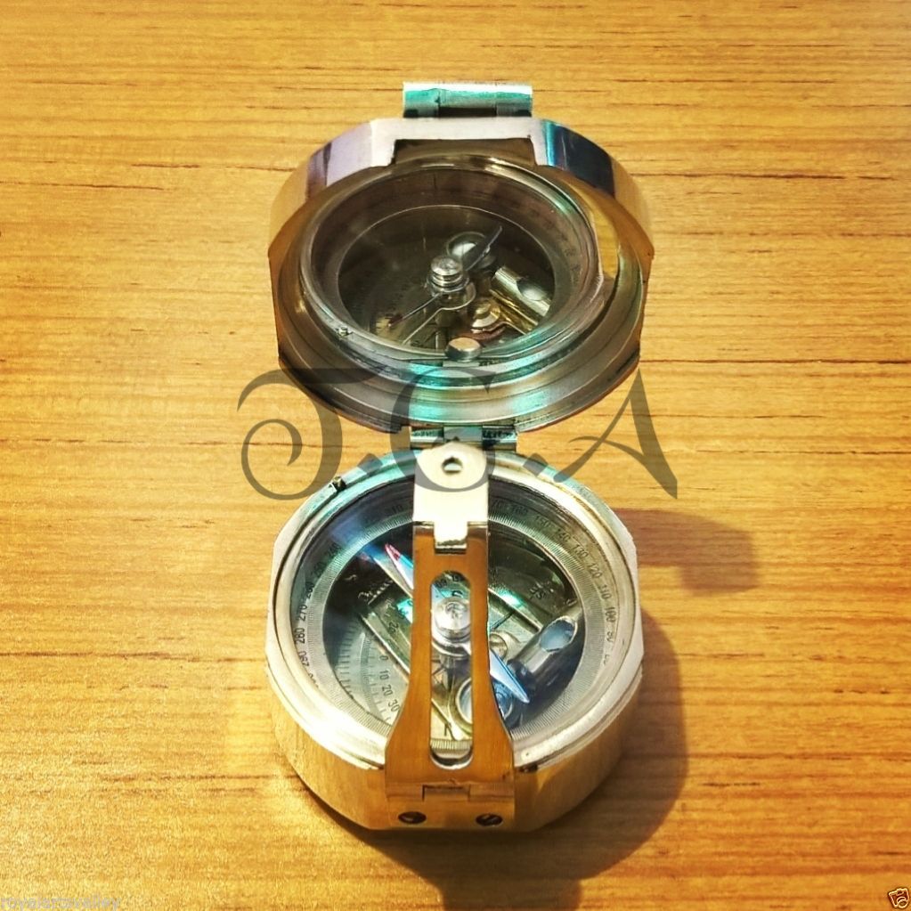 Antique Brass Nautical Brunton Compass Vintage Marine Collectible Gift