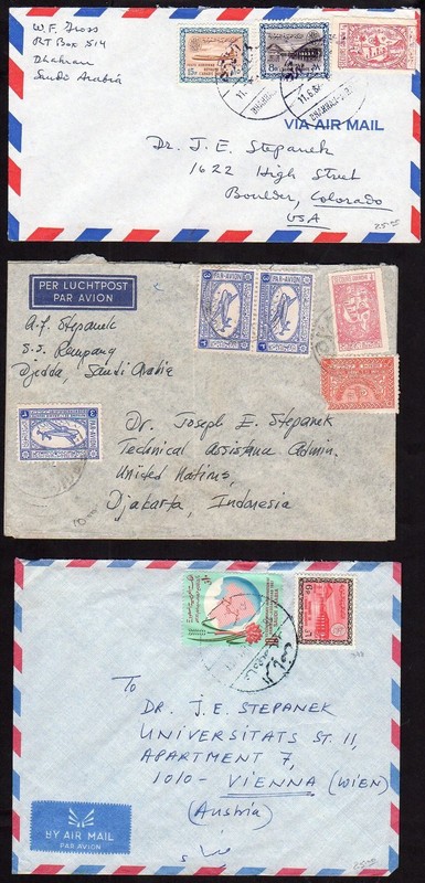 SAUDI ARABIA 1950-60's COLLECTION OF 8 AIR MAIL COVERS ALL FRANKED DAM, GAS
