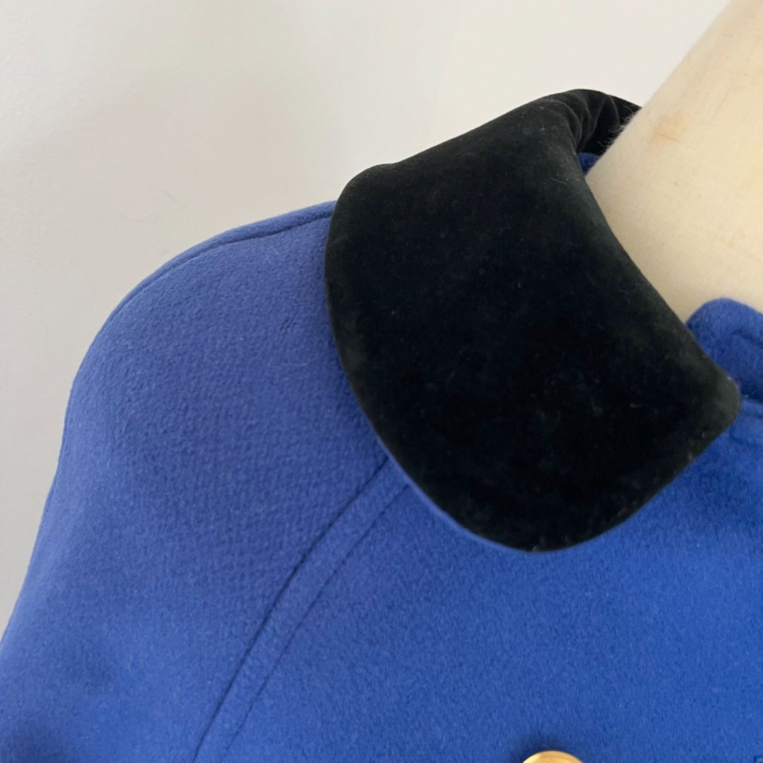 Vintage Christian Dior Blue Coat with Black Fur & Gold Buttons | eBay