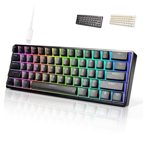 OUPARY 60% Wired RGB Gaming Mechanical Keyboard 61 Keys Compact