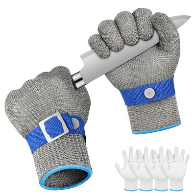 2 Schnittschutzhandschuh Edelstahl Baumwoll Handschuh Level 9 Schnittfeste L