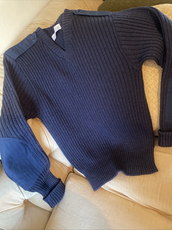 Vintage Military Sweater USAF Navy Blue 100% Virgin Wool Made In USA