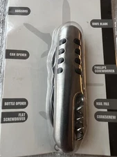 8 In 1 Multiuse Knife Scissors Can/Bottle Opener Screwdrivers File Corkscrew NEW