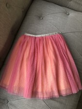 New Zara Girls Pink Orange Pleated Tulle Party Skirt Size 11-12 Years