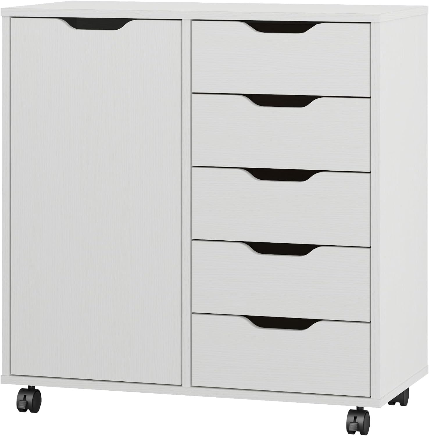 5-Drawer Wooden Dresser with Door Storage Cabinet for Bedroom