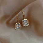 Elegant Women Round Crystal Zircon Drop Dangle Earrings Stud Party Jewelry Gift