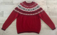 Vtg Eddie Bauer Womens Sweater Fair Isle 100 Wool Snowflakes Nordic Ski - Med
