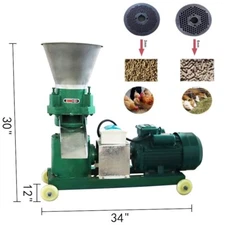 New 3 Head Roller 3mm&6mm Hole Farm Animal Pellet Feed Mill Machine 220V 200KG/h