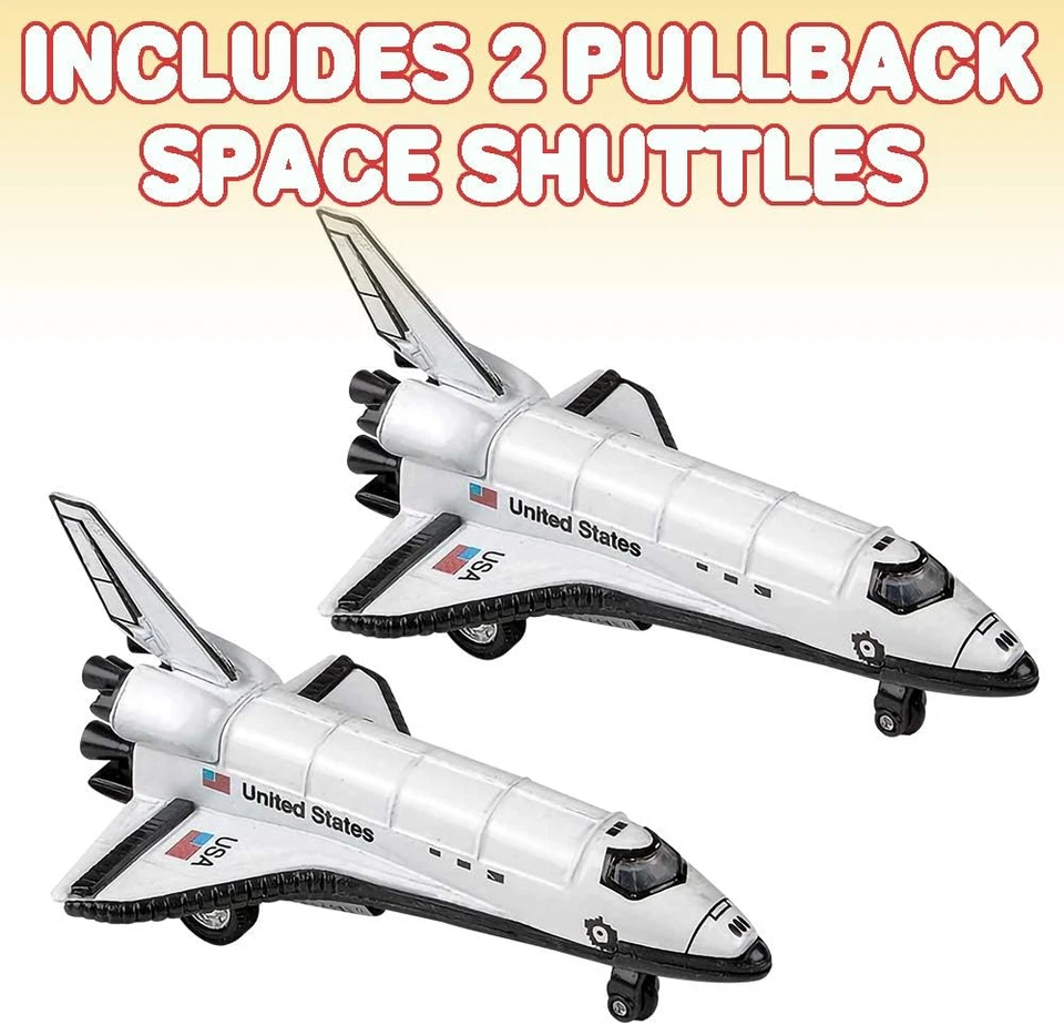 Diecast Space Shuttle with Pullback Mechanism, Set of 2, 5 Inches NASA Toys for  - Image 2 of 4