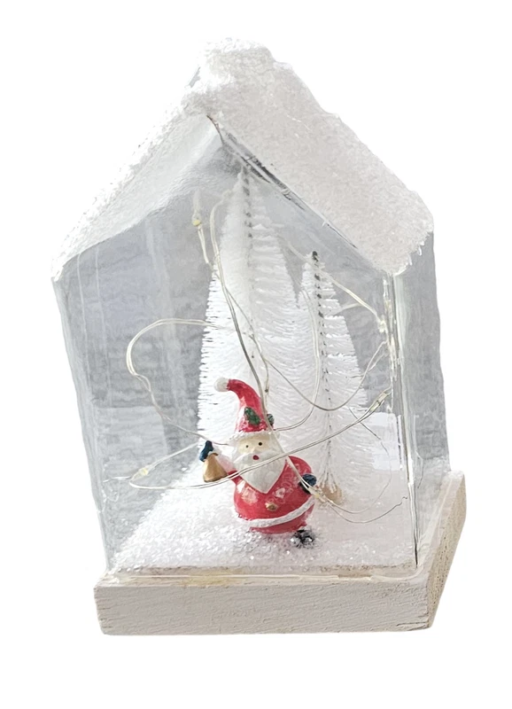 Lume Natalizio Casetta Babbo Natale con LED Mascagni 16,5 cm