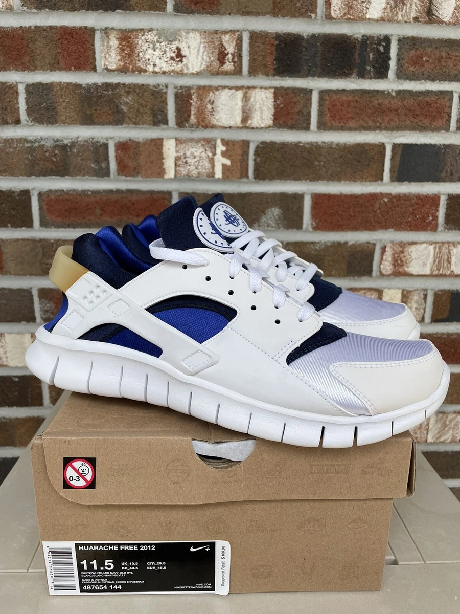 New Mens Nike Huarache Free 2012 White Size 11.5 487654 144 Rare