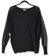 Maglione Vila Milano grande nero maglia morbida argento paillettes gioielli spacchi vacanza