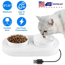 Single / Double Heated Ceramic Water Bowl for Dogs Cats Pet Water And Food Bowl