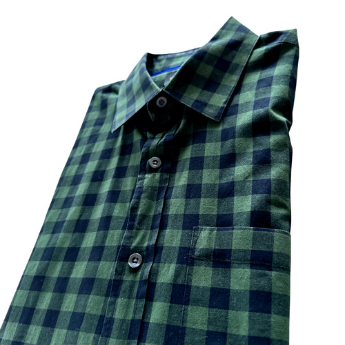 Allen Edmonds, Allen Edmonds Shirt Mens Size M Green Black Check Long Sleeve Comfort Stretch