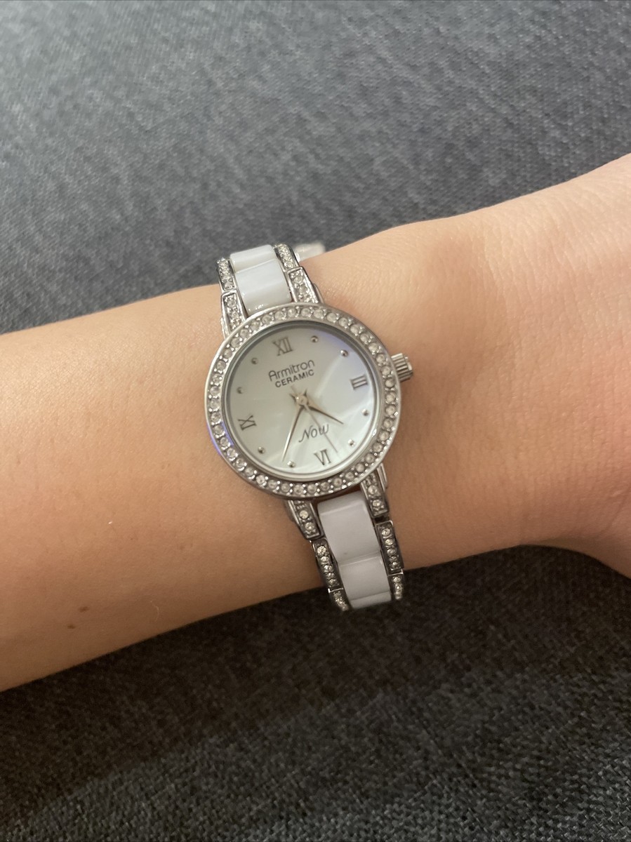 ARMITRON NOW WOMEN'S STAINLESS STEEL CRYSTAL CERAMIC ACCENT WATCH