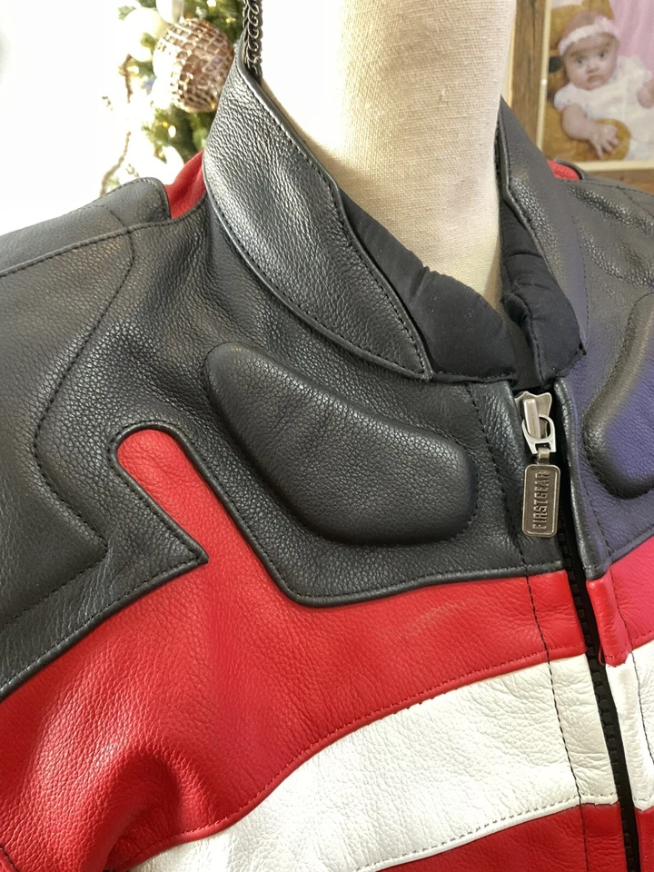 [FIRSTGEAR Armored Motorcycle Jacket] Men's Size 42 Red and Black - Leather - Image 4 of 4